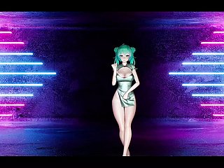 Miku morose hairbrush un vestido chino caliente bailando + desnudándose gradualmente (HENTAI 3D)