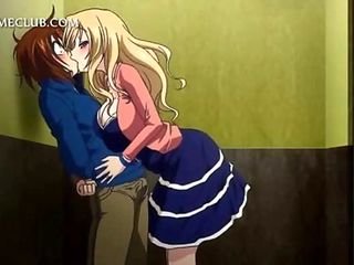 Hentai blonde mendapat fucked seperti perempuan murahan dalam lif di khalayak ramai