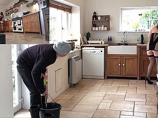 UK Teşhirci Ev Hanımı alay sonra Dare şanslı Şüphelenmeyen Pencere Temizleyici Öz Strive ile oynamak